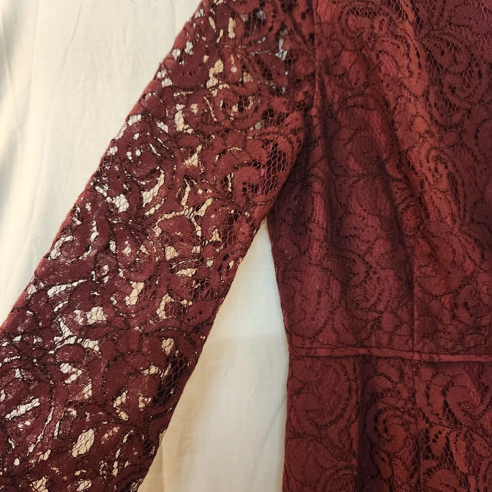 NEW J.Crew Women's Burgundy Lace Overlay Backless‎ Sheath Dress Size 8 Cocktail